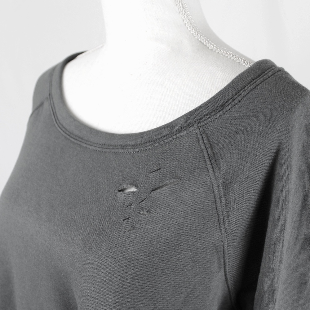 VENUS NWOT Buckle Detail Ripped Sweatshirt Grey - Picture 4 of 8